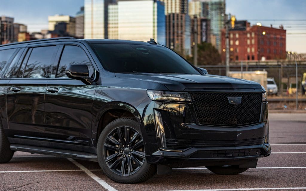 Black SUV used for hourly car service in Denver