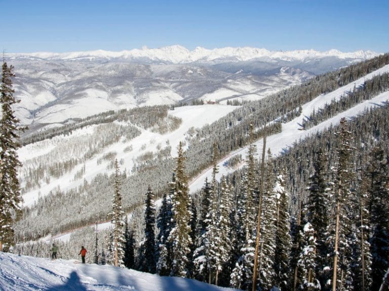 Colorado ski resort arrival after a DIA transfer Snowy Colorado ski resort village at the end of a transfer from Denver airport